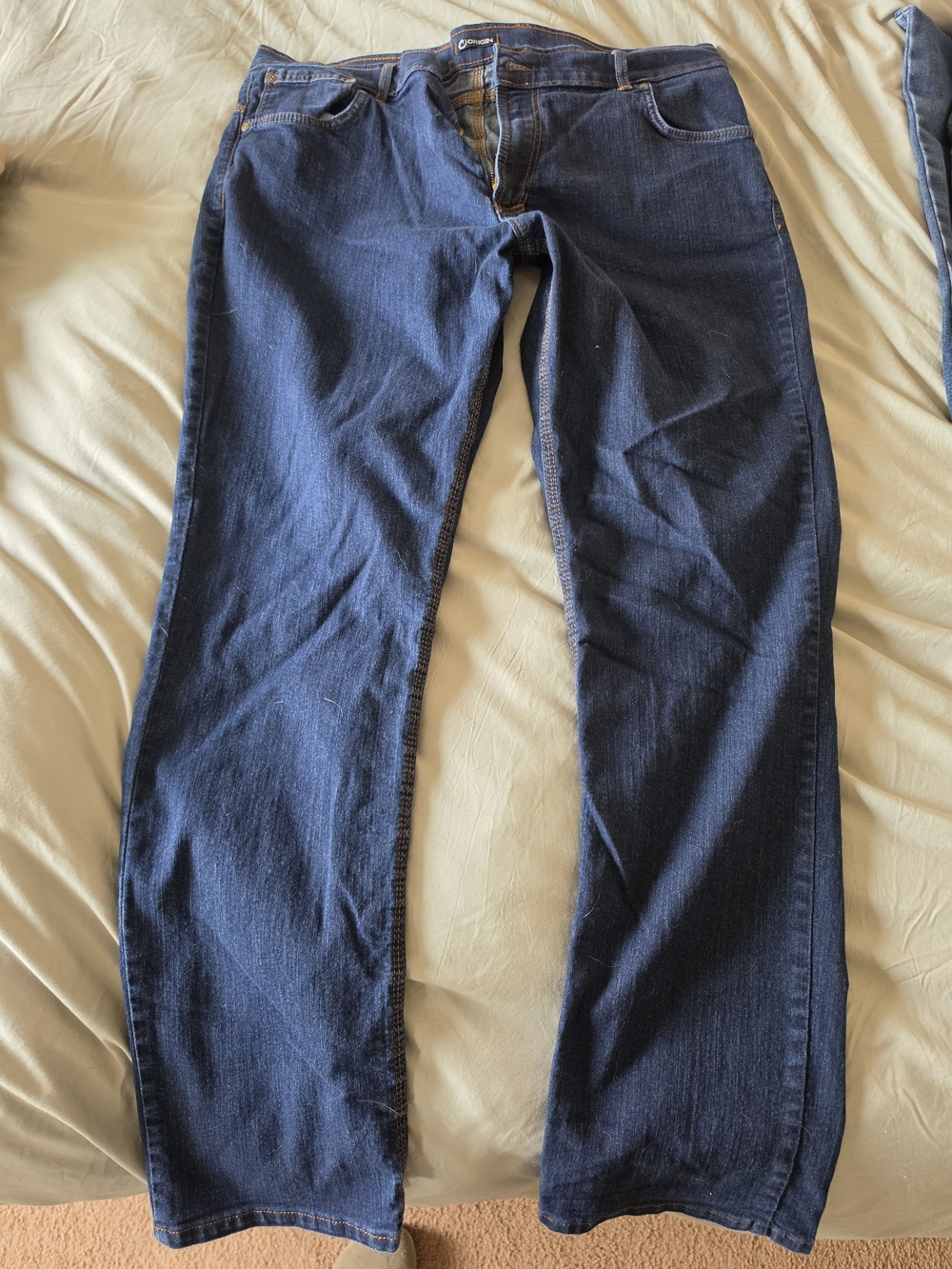 Origin Relaxed Dark Blue Jeans with Orange Stitching